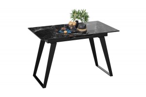 Стол обеденный Техно Черный муар, Стекло глянцевое черный мрамор