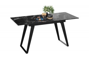 Стол обеденный Техно Черный муар, Стекло глянцевое черный мрамор