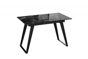 Стол обеденный Техно Черный муар, Стекло глянцевое черный мрамор