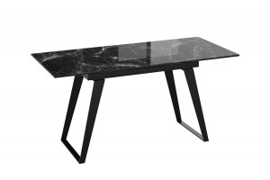 Стол обеденный Техно Черный муар, Стекло глянцевое черный мрамор