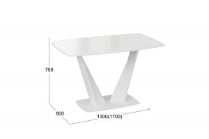 Стол раздвижной Фабио Тип 1 Белый матовый, Стекло глянцевое белое