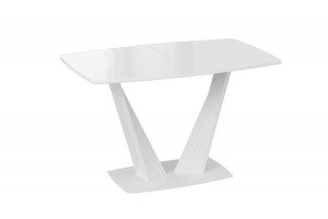 Стол раздвижной Фабио Тип 1 Белый матовый, Стекло глянцевое белое