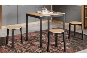 Стол раздвижной Слайд Тип 1 Черный муар, Дуб Крафт золотой