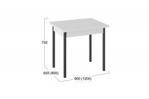 Стол раскладной Родос Тип 2 с опорой d40 Черный муар, Белый