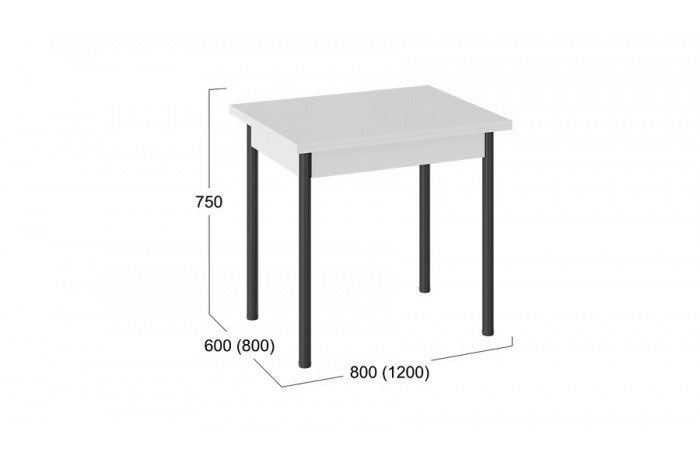 Стол раскладной «Родос» Тип 2 с опорой d40 Черный муар, Белый