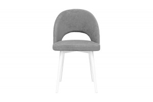 Стул Амели (конус Т2) Белый муар, Велюр DREAM Grey (серый)