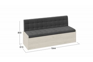 Скамья прямая Форест Дуб Крафт белый, Велюр Серый