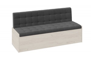 Скамья прямая Форест Дуб Крафт белый, Велюр Серый