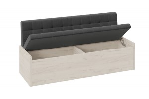 Скамья прямая Форест Дуб Крафт белый, Велюр Серый