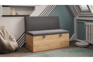 Скамья прямая Мальта Дуб Крафт золотой, Микровелюр Серо-коричневый