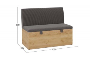 Скамья прямая Мальта Дуб Крафт золотой, Микровелюр Серо-коричневый