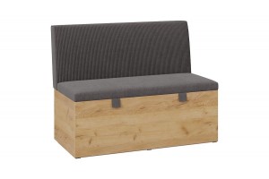 Скамья прямая Мальта Дуб Крафт золотой, Микровелюр Серо-коричневый