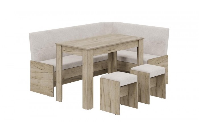 Кухонный уголок «Пекин» Дуб крафт серый, Микровелюр Duna Brilliant