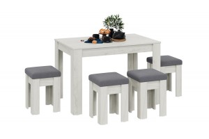 Обеденная группа Ганновер ГН №2 Дуб Крафт белый, Микровелюр Серый