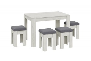 Обеденная группа Ганновер ГН №2 Дуб Крафт белый, Микровелюр Серый