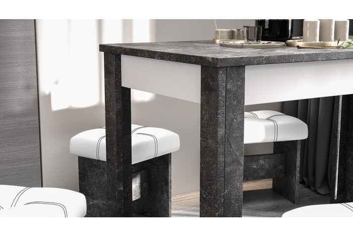 Кухонный уголок «Альфа» - МФ-100.001 Ателье темный, Белый кожзам