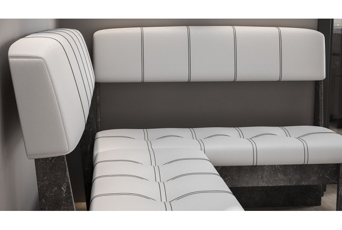 Кухонный уголок «Альфа» - МФ-100.001 Ателье темный, Белый кожзам