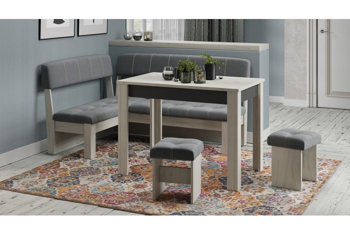 Кухонный уголок «Альфа» - МФ-100.001 Дуб Крафт белый, Антрацит, Велюр Серый