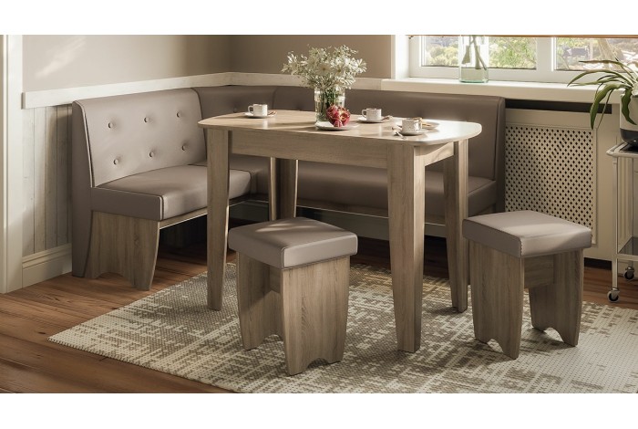 Кухонный уголок «Барселона» Дуб Сонома трюфель, Микровелюр Duna Stone