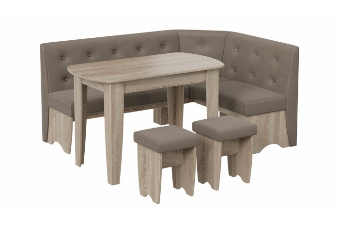 Кухонный уголок «Барселона» Дуб Сонома трюфель, Микровелюр Duna Stone