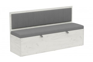 Скамья прямая Берген Дуб Крафт белый, Велюр Серый