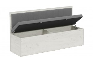 Скамья прямая Берген Дуб Крафт белый, Велюр Серый