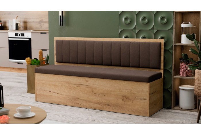 Скамья прямая «Берген» - 0009.177.000 Дуб Крафт золотой, Велюр Коричневый