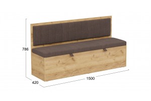 Скамья прямая Берген Дуб Крафт золотой, Велюр Коричневый