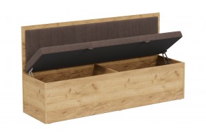 Скамья прямая Берген Дуб Крафт золотой, Велюр Коричневый