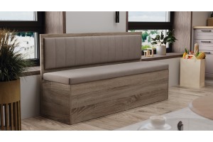 Скамья прямая Берген Дуб Сонома трюфель, Велюр Мокко светлый