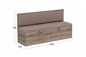 Скамья прямая Берген Дуб Сонома трюфель, Велюр Мокко светлый