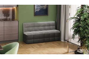 Скамья прямая Домино Исп. 2 Кожзам Серый, Велюр Серый