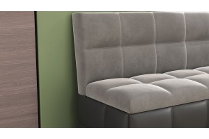 Скамья прямая Домино Исп. 2 Кожзам Серый, Велюр Серый