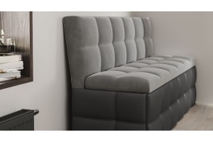 Скамья прямая Домино Исп. 2 Кожзам Серый, Велюр Серый