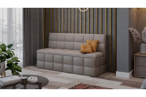 Скамья прямая Домино Исп. 2 Кожзам Светло-коричневый, Велюр Мокко светлый