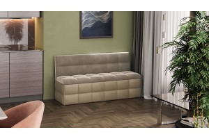 Скамья прямая Домино Исп. 2 Кожзам Светло-коричневый, Велюр Мокко светлый