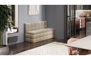 Скамья прямая Домино Исп. 2 Кожзам Светло-коричневый, Велюр Мокко светлый