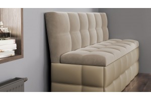 Скамья прямая Домино Исп. 2 Кожзам Светло-коричневый, Велюр Мокко светлый