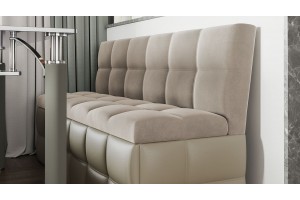 Скамья прямая Домино Исп. 2 Кожзам Светло-коричневый, Велюр Мокко светлый