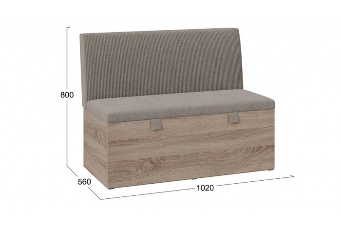 Скамья прямая «Мальта» ГН №1 Дуб Сонома трюфель, Микровелюр Linea Grande 25/Connect 25 (мокко)