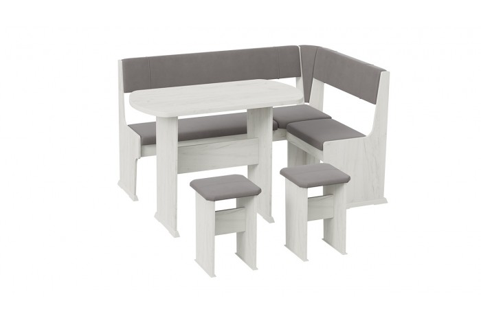 Кухонный уголок «Рио» Дуб Крафт белый, Микровелюр Duna Steel