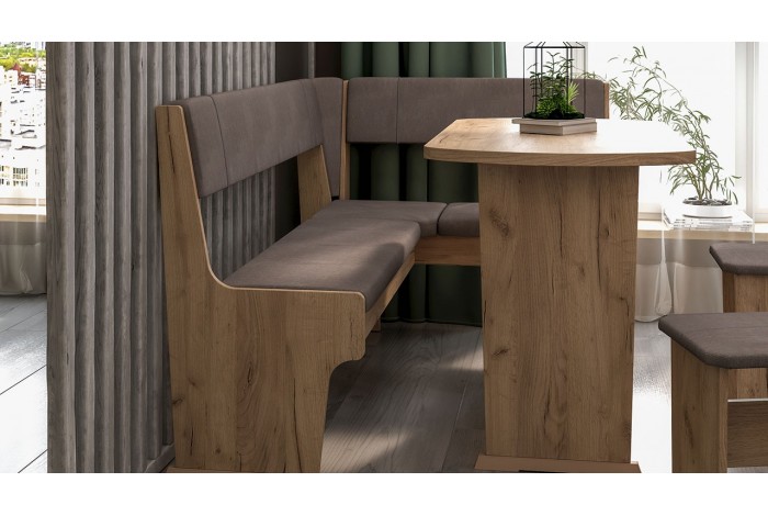 Кухонный уголок «Рио» Дуб Крафт золотой, Микровелюр Duna Stone