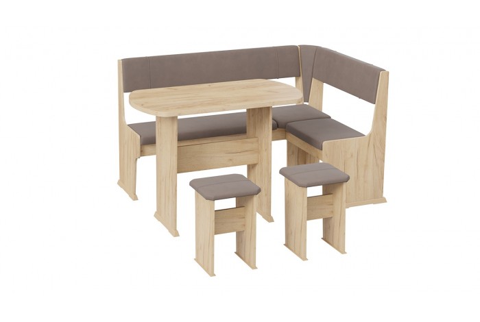 Кухонный уголок «Рио» Дуб Крафт золотой, Микровелюр Duna Stone