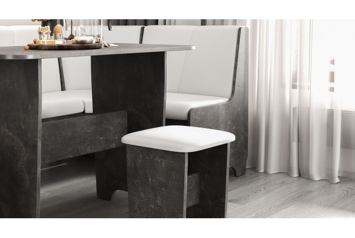 Кухонный уголок «Техас» Исп.1 Ателье темный, Экокожа белая