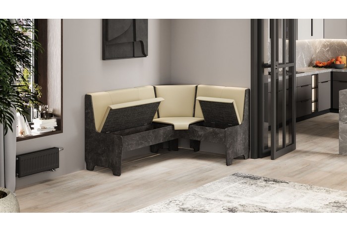 Кухонный уголок «Техас» Исп.1 Ателье темный, Экокожа бежевая