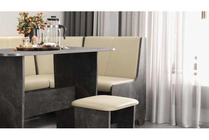 Кухонный уголок «Техас» Исп.1 Ателье темный, Экокожа бежевая