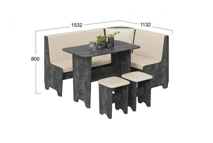 Кухонный уголок «Техас» Исп.1 Ателье темный, Экокожа бежевая