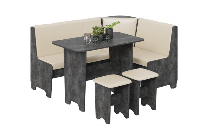 Кухонный уголок «Техас» Исп.1 Ателье темный, Экокожа бежевая