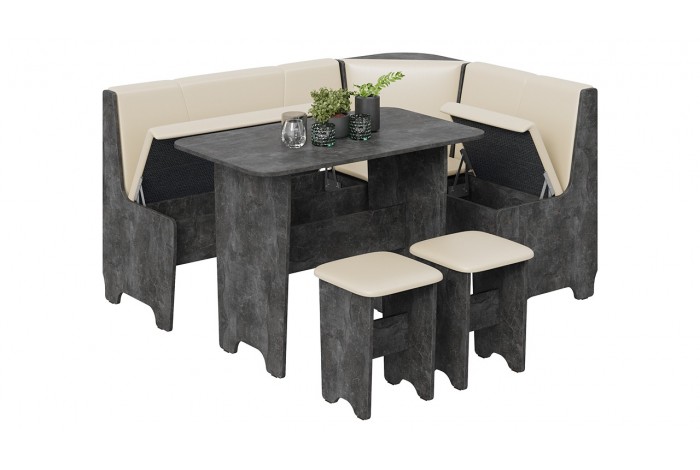 Кухонный уголок «Техас» Исп.1 Ателье темный, Экокожа бежевая