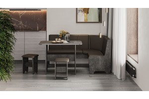 Кухонный уголок Техас Исп.1 Ателье темный, Экокожа коричневая